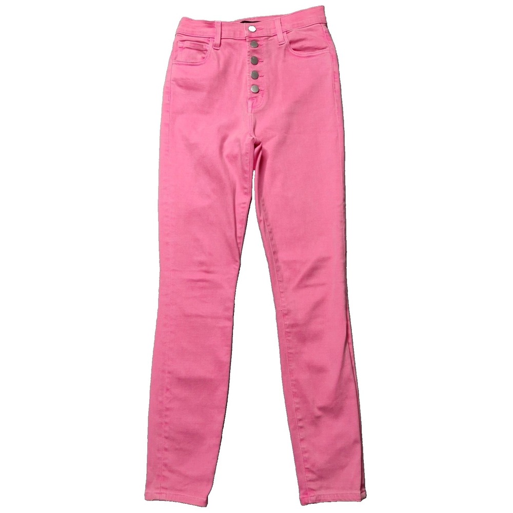 J BRAND LILLIE Women 25 Pink Coral Button Fly Lyocell Blend Denim Ankle Jeans